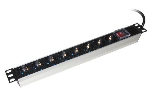 LINK MULTIPRESA DA RACK 19, 8 PRESE SCHUKO CON INTERRUTTORE SPINA SCHUKO 16A