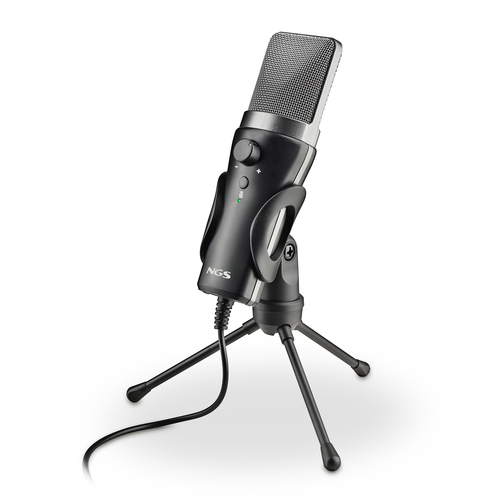 NGS MS120 USB: microfono USB con supporto per treppiede. Ideale per PC o laptop. Suono chiaro. Regol