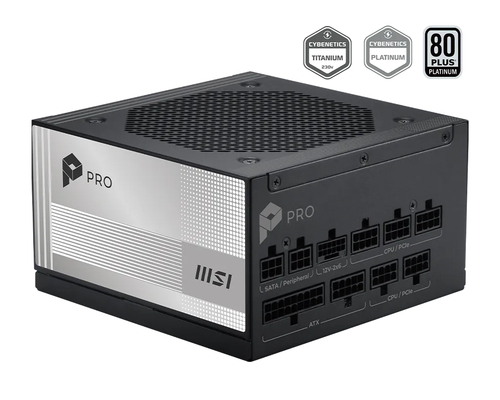 MSI ALIMENTATORE PRO A1000PL PCIE5, EU, BLACK EMBOSSED  CABLE , 1000W, FULL -MODULAR , PLATINUM