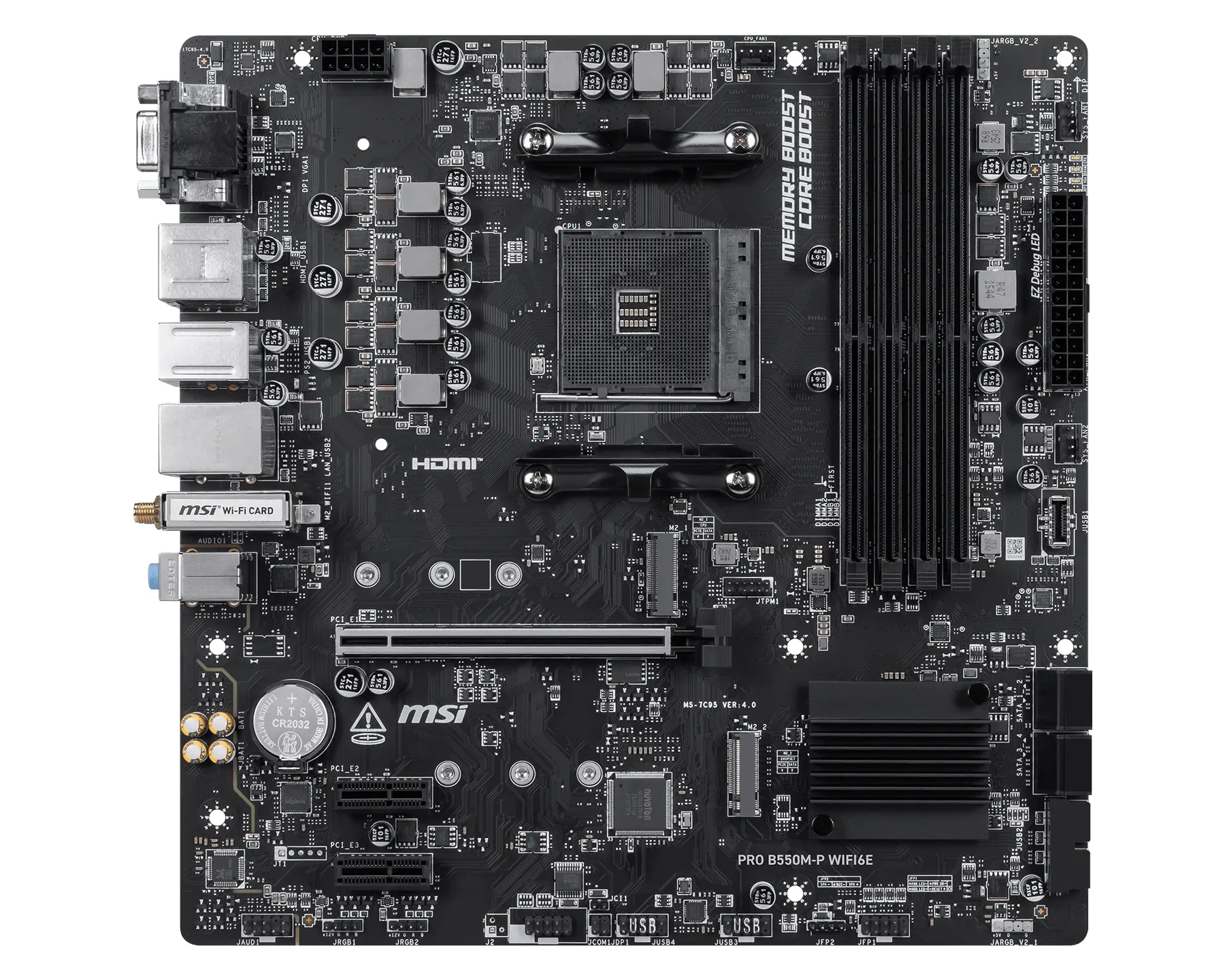 MSI MB AMD B550, PRO B550M-P WIFI6E,B550,AM4,4DDR4,1PCI-Ex16,2PCI-Ex1, 2M.2,4SATA3,7USB3.2 Gen1,6USB