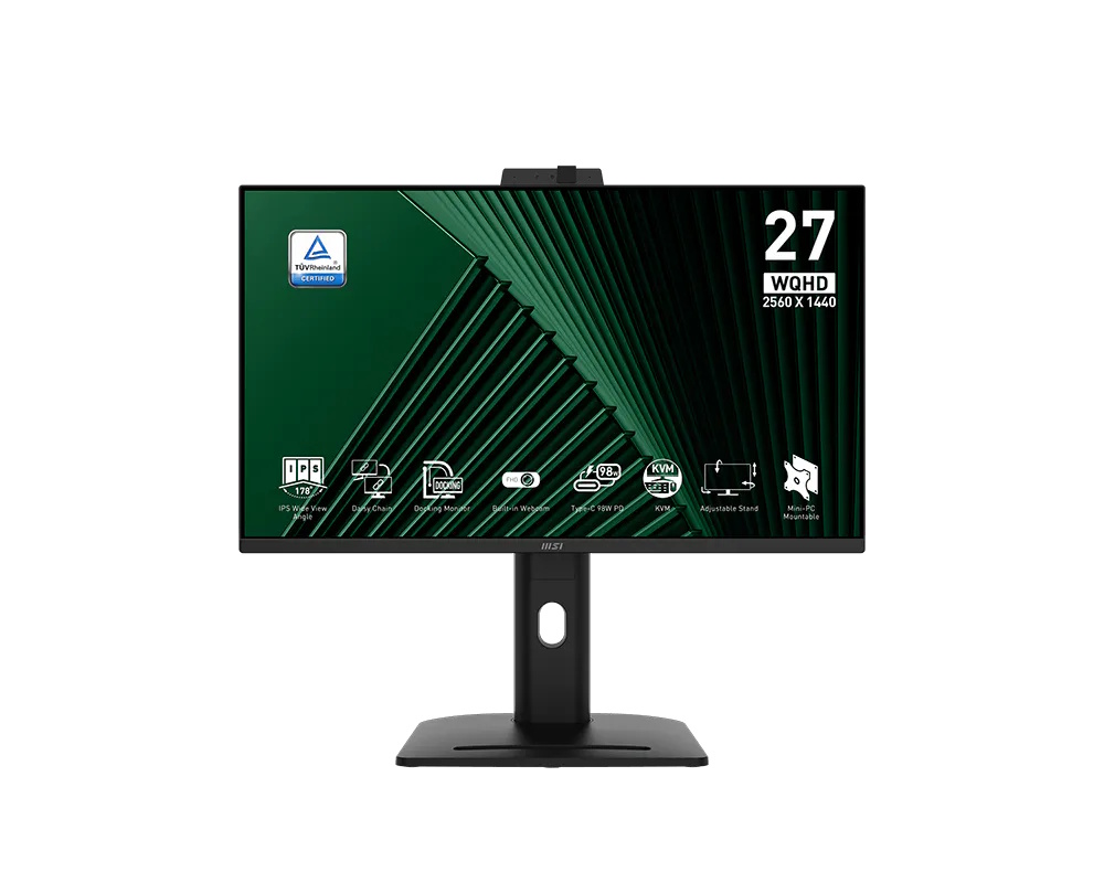 MSI MONITOR 27 LED IPS 16:9 QHD 1MS 250 CDM, PIVOT, USB-C DOCK, WEBCAM, DP/HDMI, MULTIMEDIALE, TYPE-C 98W, VESA, EPEAT