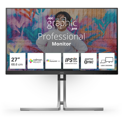 AOC MONITOR 27 IPS 16:9 QHD 4MS 420 CDM, USB-C, PIVOT, DP/HDMI, GRAPHIC PRO