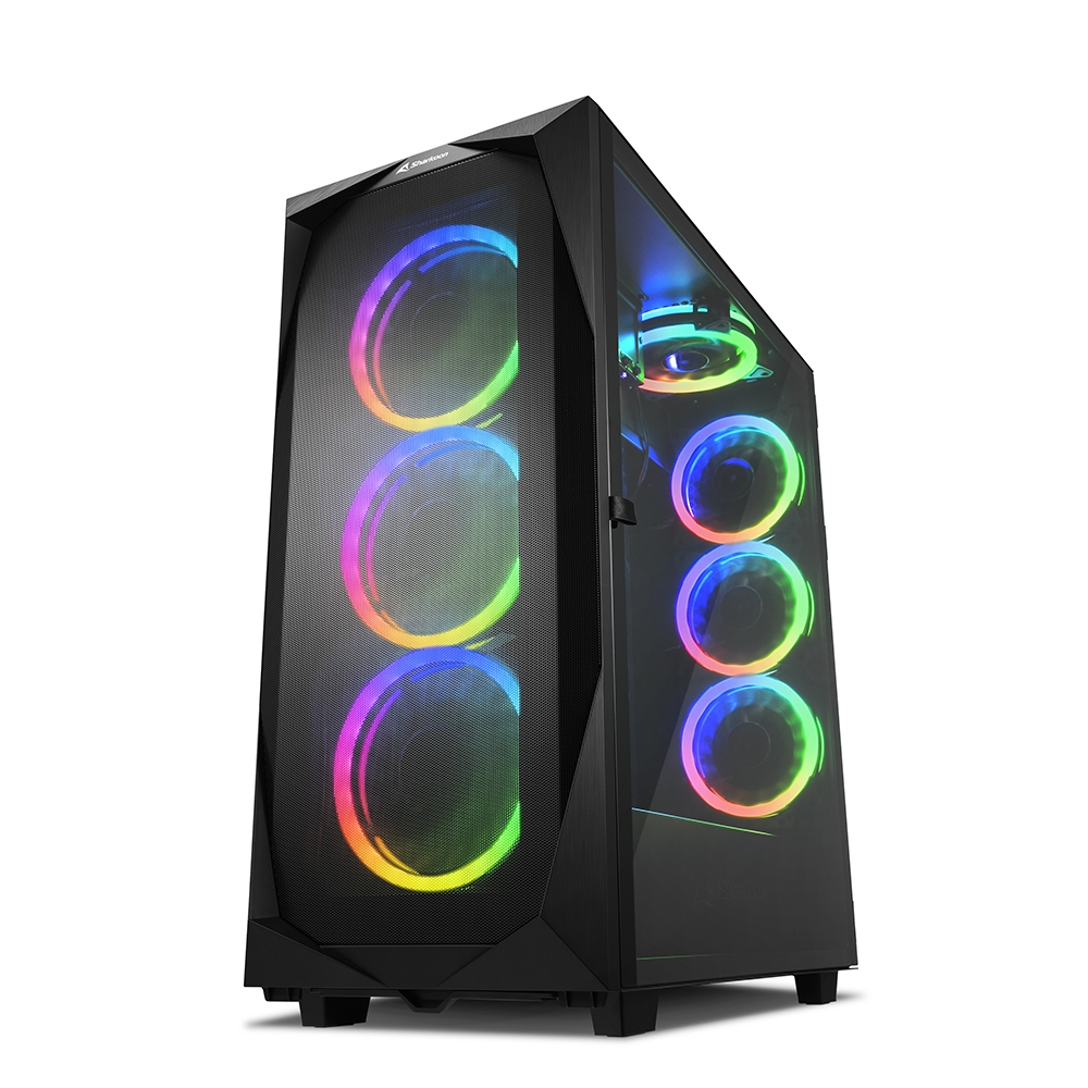 SHARKOON CASE REV300 FULL-TOWER, SIDE GLASS – BLACK