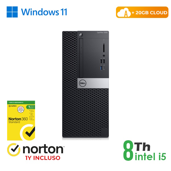 RINOVO PC DELL REFURBISHED OPTIPLEX 5060-7060 TOWER I5-8X00 DDR4 8GB SSD 256GB W11P CLOUD20GB HDMI G