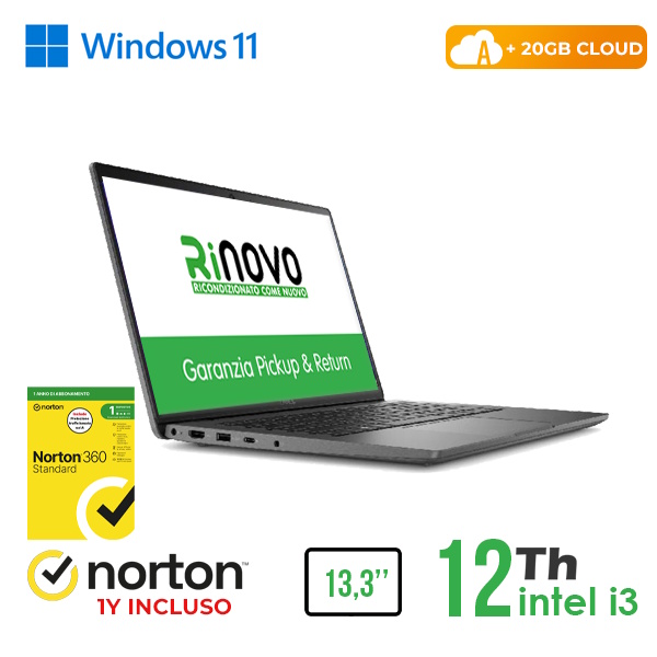 RINOVO NB DELL REFURBISHED Latitude 3340 i3-12XXU DDR4 8GB SSD 256GB HDMI 13.3 W11P CLOUD20GB Grade