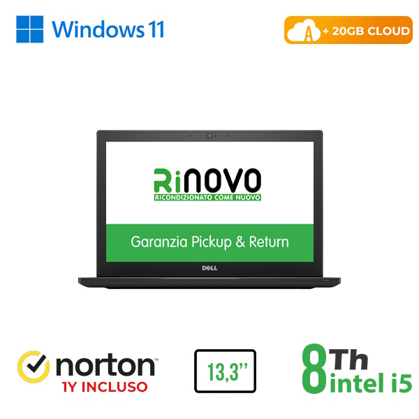 RINOVO NB DELL REFURBISHED Latitude E7390 i5-8X00U DDR4 16GB SSD 480GB 13.3 W11P No Dvd Grade A 1Y
