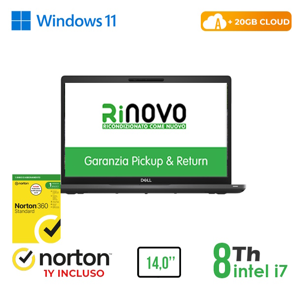 RINOVO NB DELL REFURBISHED Latitude 5400 i7-8X00U DDR4 16GB SSD 256GB 14 W11P CLOUD20GB Grade A 1Y