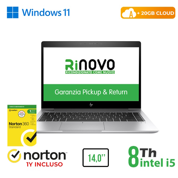RINOVO NB HP 840 G5 REFURBISHED i5-8X00U DDR4 8GB SSD 256GB 14 CLOUD20GB W11P Grade A 1Y Warranty 3