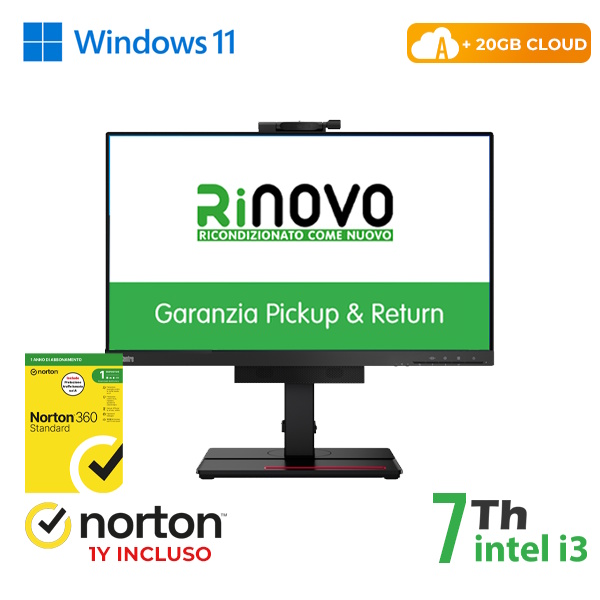 RINOVO PC AIO REFURBISHED PC Tiny In One LENOVO ThinkCentre M710q TIO 22 i3-7X00 8GB 256SSD W11P CL