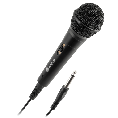 NGS SINGER FIRE: Microfono Dinamico, Microfono con Cavo da 3 Metri, Connessione Jack 6,3mm e Pulsant