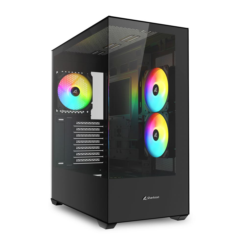SHARKOON CASE SK6  ATX 2XU3, VETRO TEMPERATO, TRRS, 2XTG, 3X120 ARGB