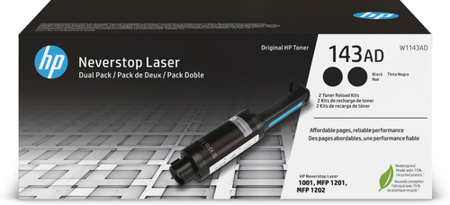 HP TONER NERO 143A RICARICA PER PER NEVERSTOP 1001NW / 1201N/ 1202 NW, DUAL PACK